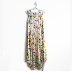 INC Floral Bouquet Lace - Midi Dress -  Ruffle Handkerchief - Size 12 - NWT